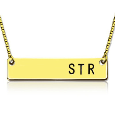 Personalised Initial Bar Necklace 18ct Gold Plated - The Name Jewellery™