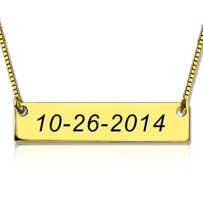 Engraved Date Bar Necklace 18ct Gold Plated - The Name Jewellery™