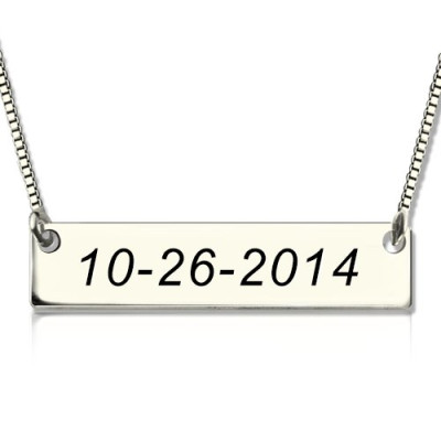 Personalised Sterling Silver Date Bar Necklace - The Name Jewellery™