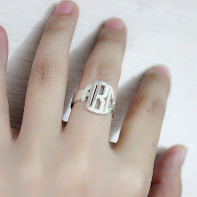 Sterling Silver Block Monogram Ring Gifts - The Name Jewellery™
