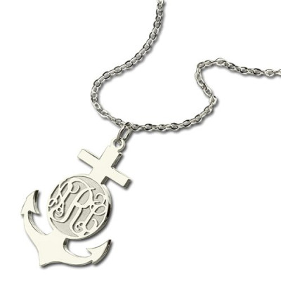 Sterling Silver Anchor Monogram Initial Necklace - The Name Jewellery™