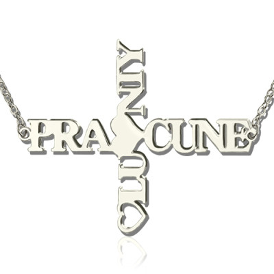 Personalised Two Name Cross Necklace Sterling Silver - The Name Jewellery™