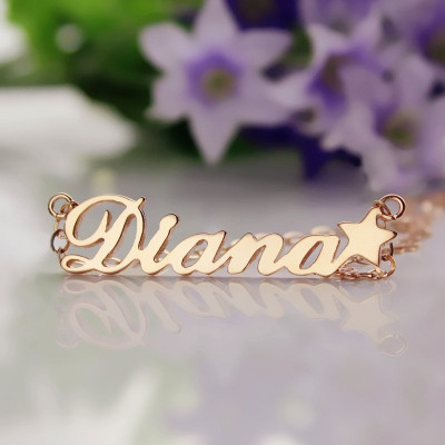 Rose Gold Plated Sex and The City Name Neckalce With Star - The Name Jewellery™
