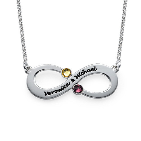 Couple's Infinity Necklace with Birthstones - The Name Jewellery™