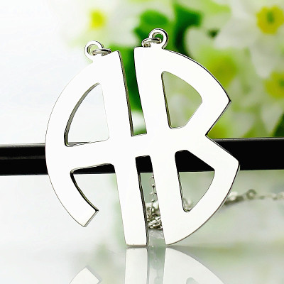 Personailzed Silver Two Initial Block Monogram Pendant - The Name Jewellery™