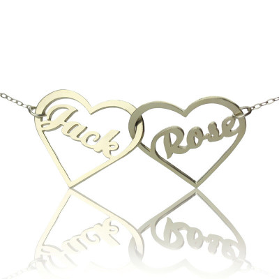 Double Heart Love Necklace With Names Sterling Silver - The Name Jewellery™