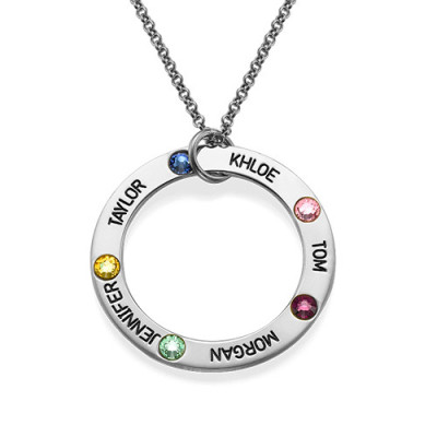 Engraved Birthstone Necklace for Mum - The Name Jewellery™