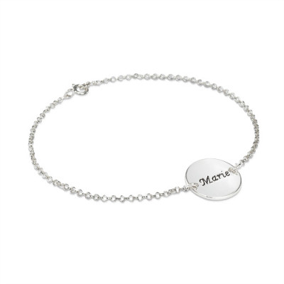 Engraved Disc Bracelet/Anklet In Sterling Silver - The Name Jewellery™