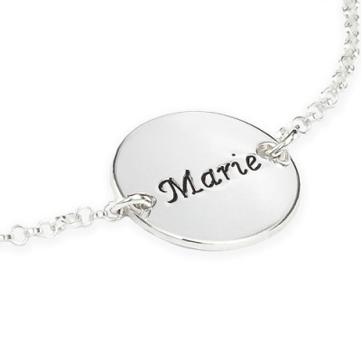 Engraved Disc Bracelet/Anklet In Sterling Silver - The Name Jewellery™