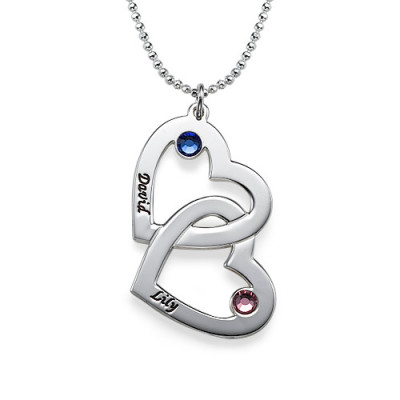 Engraved Heart Necklace with Birthstones - The Name Jewellery™