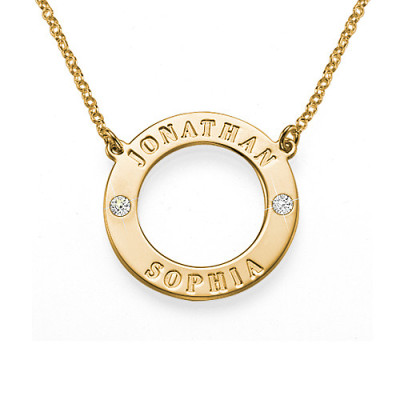 Engraved Karma Necklace with Two Crystals - The Name Jewellery™