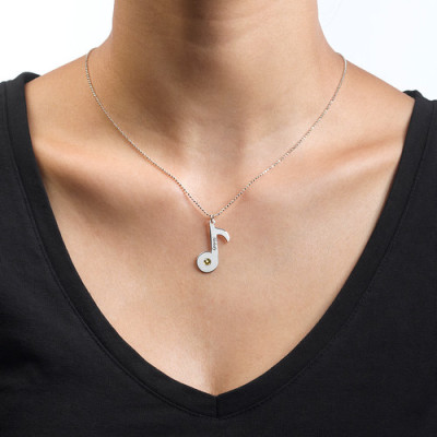 Engraved Music Note Necklace with Birthstone - The Name Jewellery™