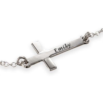 Engraved Side Cross Bracelet/Anklet - The Name Jewellery™