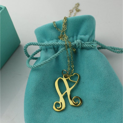 Single Letter Monogram With Heart Necklace In 18ct Gold Plated - The Name Jewellery™