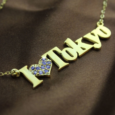 18ct Gold Plated I Love You Name Necklace with Birthstone - The Name Jewellery™