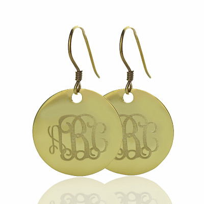 Disc Signet Monogram Earrings In Gold - The Name Jewellery™