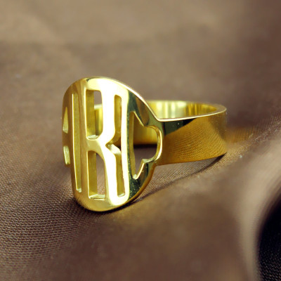 18ct Gold Plated Block Monogram Ring - The Name Jewellery™