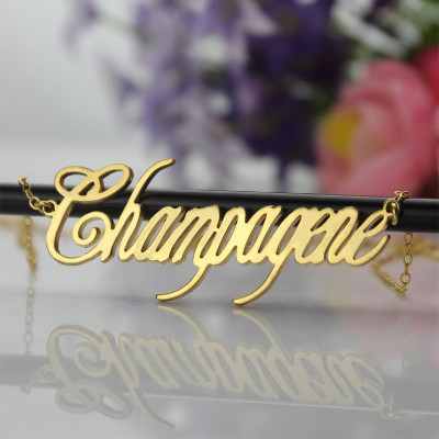18ct Gold Plated Silver 925 Personalised Champagne Font Name Necklace - The Name Jewellery™
