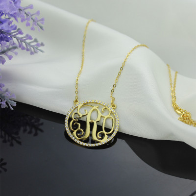 18ct Gold Plated Circle Birthstone Monogram Necklace - The Name Jewellery™