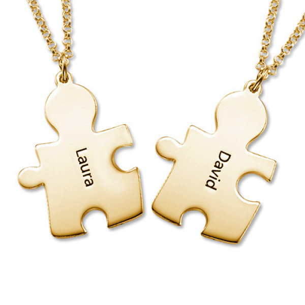 18CT Gold Plated Personalised Couple's Puzzle Necklace - The Name Jewellery™