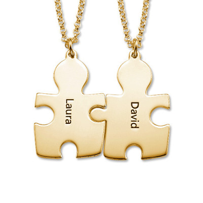 18CT Gold Plated Personalised Couple's Puzzle Necklace - The Name Jewellery™