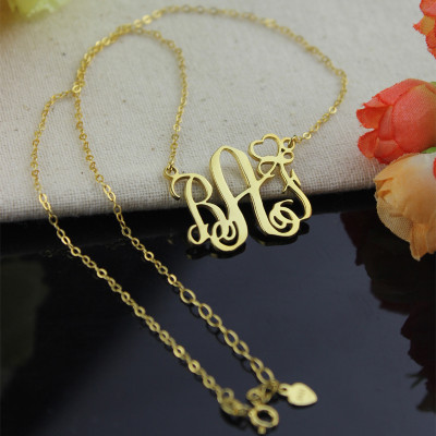 Personalised Initial Monogram Necklace With Heart 18ct Gold Plated - The Name Jewellery™
