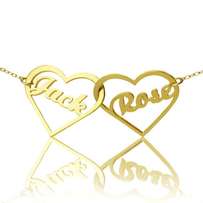 Double Heart Name Necklace 18ct Gold Plated - The Name Jewellery™