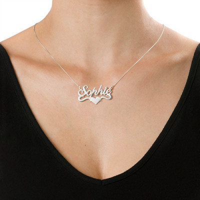Silver Middle Heart Name Necklace - The Name Jewellery™