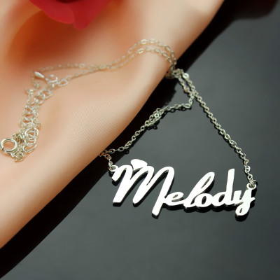 Personalised 18ct White Gold Plated Fiolex Girls Fonts Heart Name Necklace - The Name Jewellery™