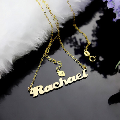 Personalised 18ct Solid Gold Puff Font Name Necklace - The Name Jewellery™