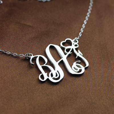 Personalised Initial Monogram Necklace 18ct White Gold Plated With Heart - The Name Jewellery™