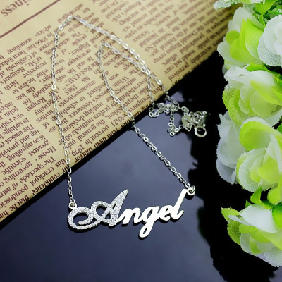 Sterling Silver Script Name Necklace-Initial Full Birthstone - The Name Jewellery™