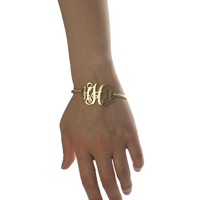 18ct Gold Plated Monogram Initial Bracelet 1.25 Inch - The Name Jewellery™