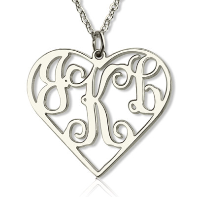 Sterling Silver Initial Monogram Personalised Heart Necklace - The Name Jewellery™