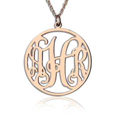 Circle Initial Monogram Necklace Rose Gold Plated - The Name Jewellery™