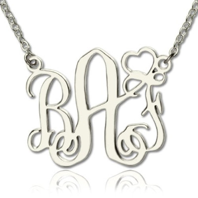 Personalised Initial Monogram Necklace With Heart Srerling Silver - The Name Jewellery™