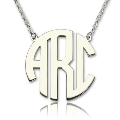 Solid White Gold 18ct Initial Block Monogram Pendant Necklace - The Name Jewellery™