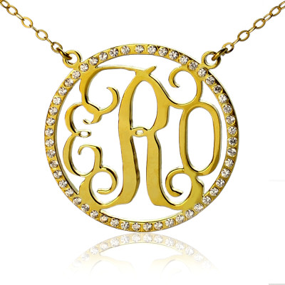 18ct Gold Plated Circle Birthstone Monogram Necklace - The Name Jewellery™