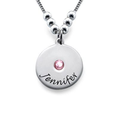 Mother's Disc and Birthstone Necklace - The Name Jewellery™