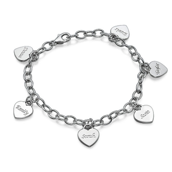 Mum Charm Bracelet/Anklet with Personalised Hearts - The Name Jewellery™