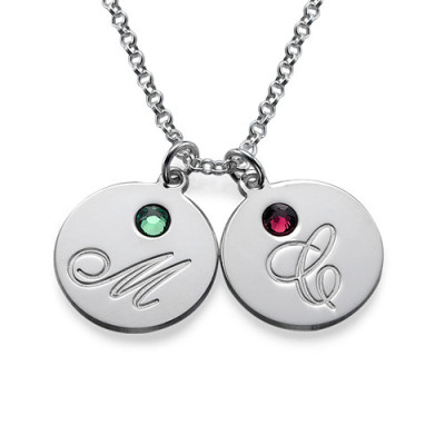 Multiple Initial Pendant Necklace with Birthstones - The Name Jewellery™