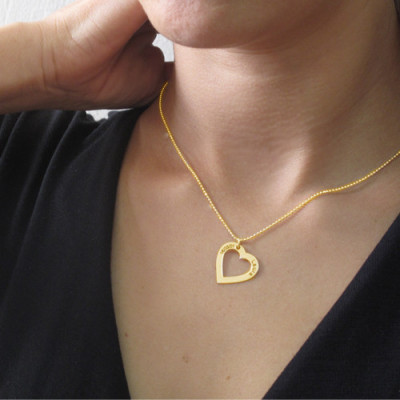 18k Gold Plated 0.925 Silver Engraved Necklace - Heart - The Name Jewellery™