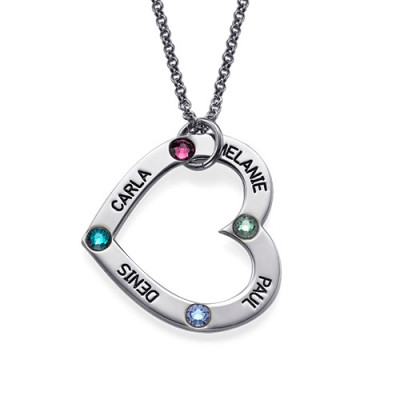 Mum's Birthstone Heart Necklace - The Name Jewellery™