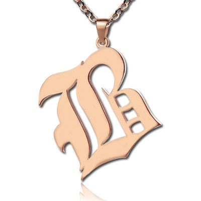 Rose Gold Plated Initial Necklace Old English Style - The Name Jewellery™
