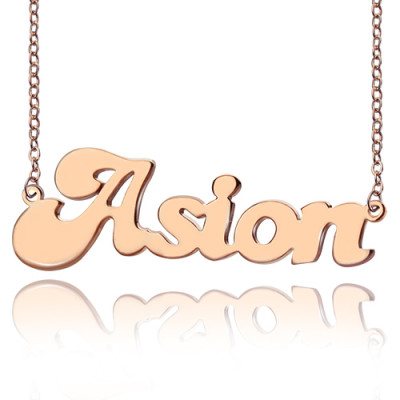 Personalised 18ct Rose Gold Plated BANANA Font Style Name Necklace - The Name Jewellery™