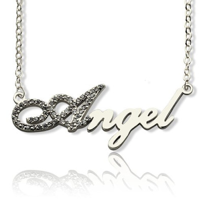 Sterling Silver Script Name Necklace-Initial Full Birthstone - The Name Jewellery™