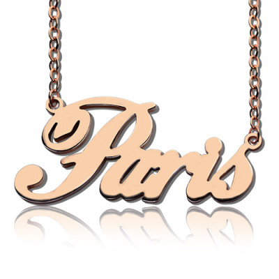 Paris Hilton Style Name Necklace 18ct Solid Rose Gold Plated - The Name Jewellery™