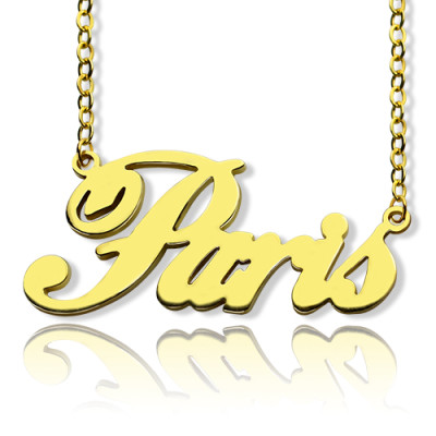 Paris Hilton Style Name Necklace 18ct Solid Gold - The Name Jewellery™