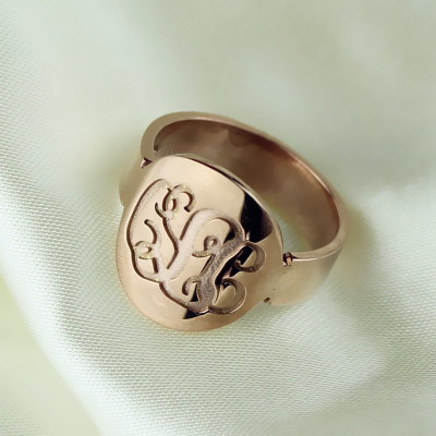 Engraved Script Rose Gold Monogrammed Ring - The Name Jewellery™