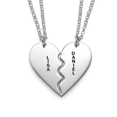 Personalised Silver Breakable Heart Necklaces - The Name Jewellery™
